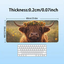 Mouse Pad - Highland Cow with Flower Crown 11.8" x 23.6"