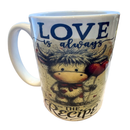 Mug 15oz - Custom Made Highland Cow "Love is always The Recipe"