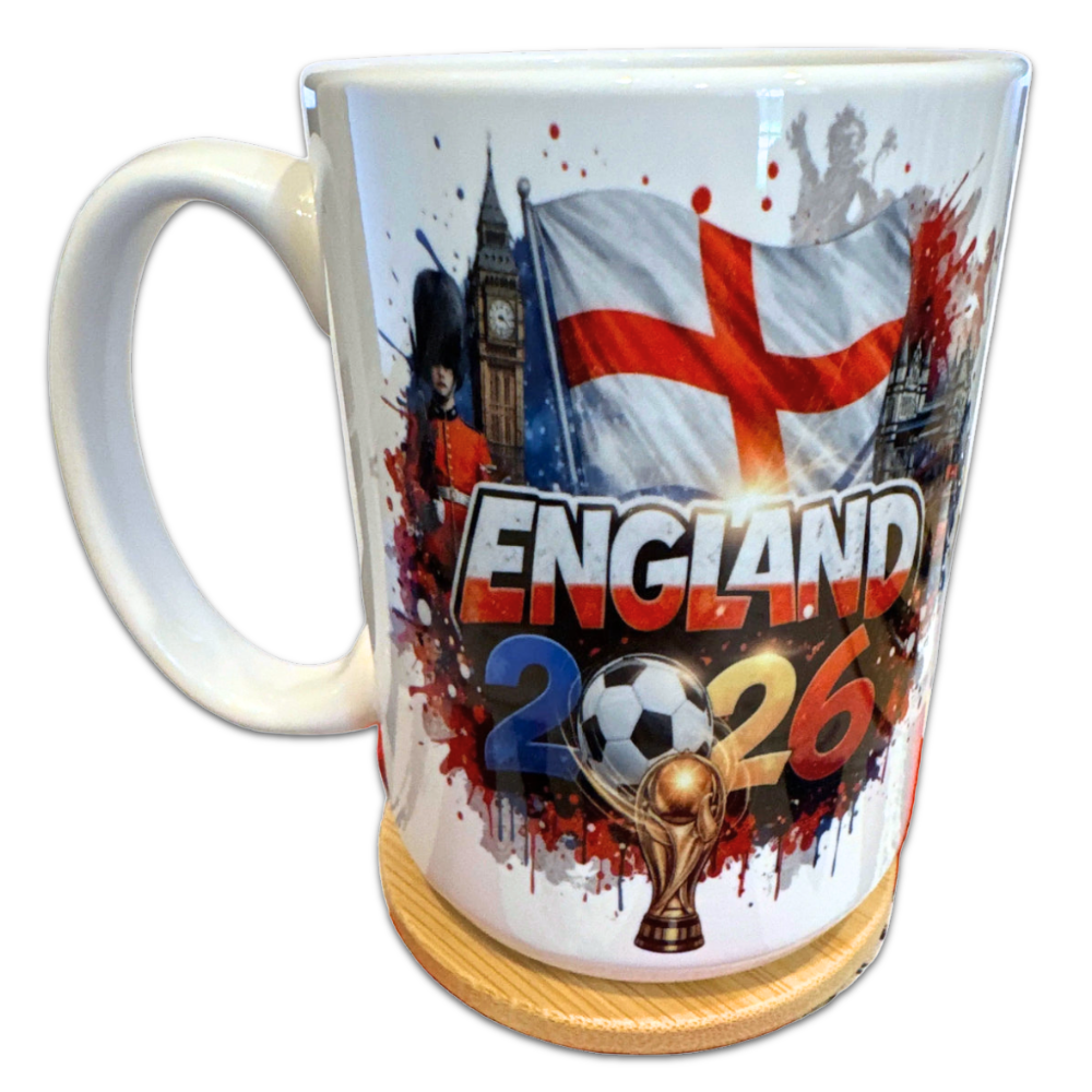 Mug 15oz Handmade Design - England Football and Flag 2026