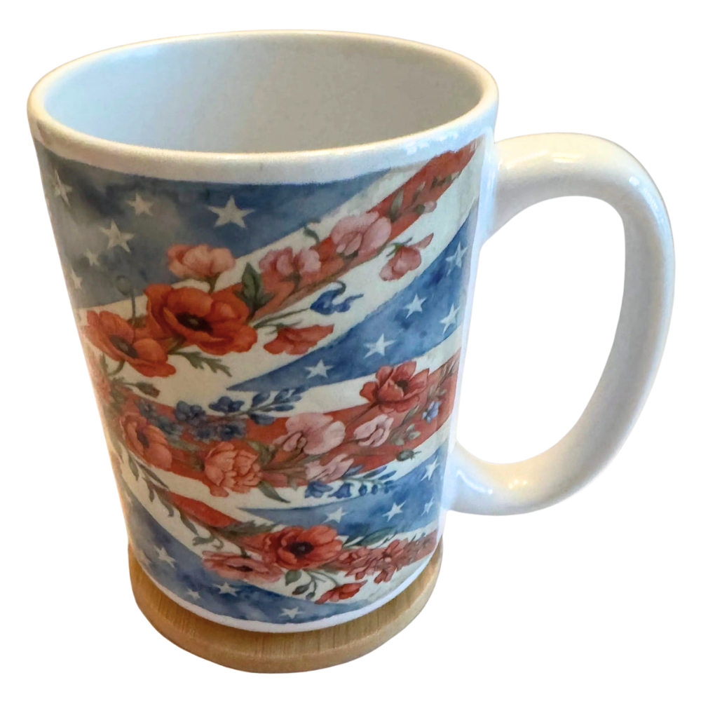 Mug 15oz Handmade Design - Floral Union Jack (wrap around print)