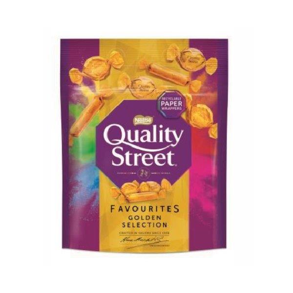 Nestle Quality Street Pouch contains an assortment of delicious treats all made with high-quality ingredients. Enjoy 283g of indulgent British goodness in every pouch. Perfect for sharing or indulging alone!