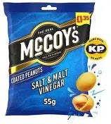 Mccoy's Salt & Malt Vinegar Flavour Coated Peanuts 55g