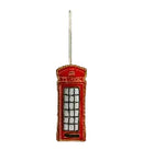 #53 Tinker Tailor Telephone Box with UK Flag Christmas Ornament.