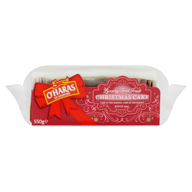 Indulge in the ultimate holiday treat with O'Hara's Luxury Iced Fruit Christmas Cake. Made with premium ingredients, this 500g cake is rich, moist, and bursting with sweet and tangy fruit flavors. Perfect for sharing or as a decadent gift for loved ones, it's sure to delight any palate this festive season.