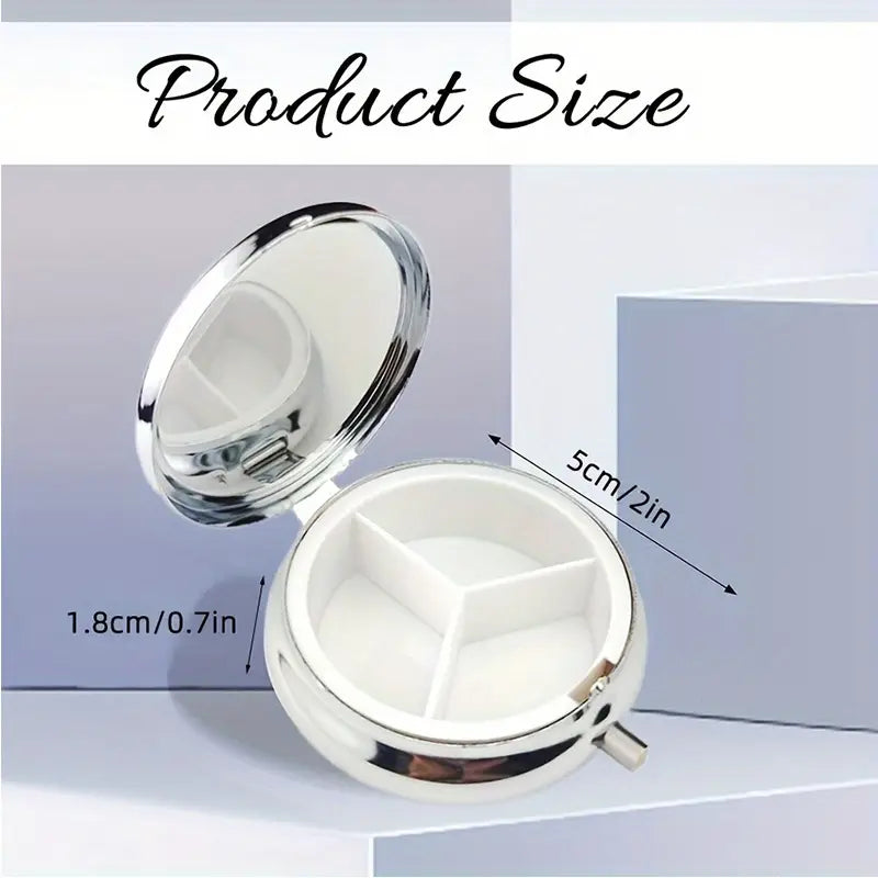 Pill Box - 3-Compartment - Cute Highland Cow & Sunflowers Design Size 2" x 2"