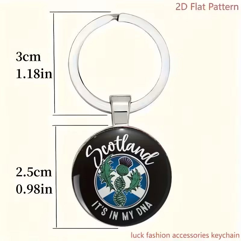 Key Ring - Scotland is in My DNA, Thistle & Flag Approx Size (2" x 1")
