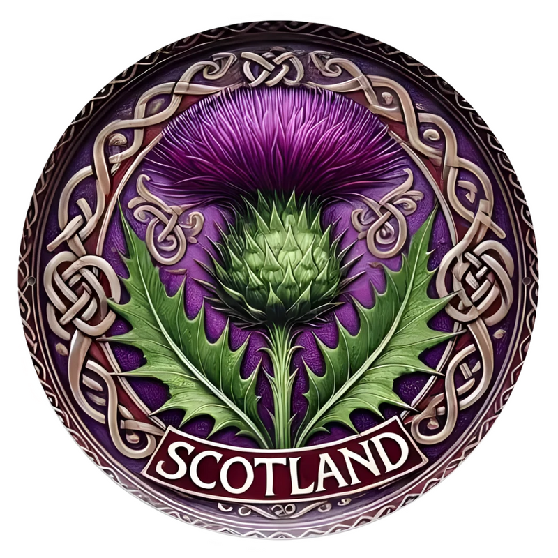 Sign -Scotland Thistle Metal Sign 7.8" Round