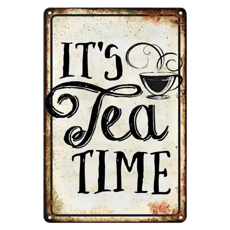 Sign - Vintage It's Tea Time - 8x12 Inch
