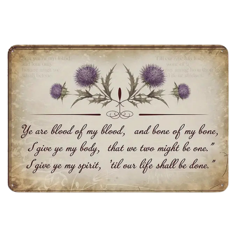 Sign - Vintage Metal Sign Featuring a Thistle Floral Poem 8"x12"