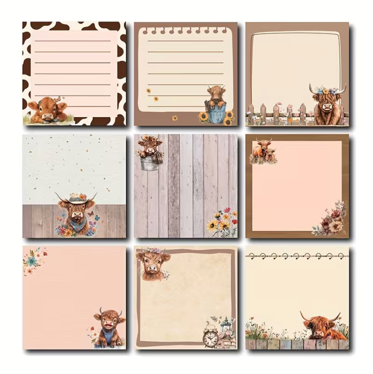 Sticky Notes assorted - Highland Cow (Pack of Two - 30 sheets each)