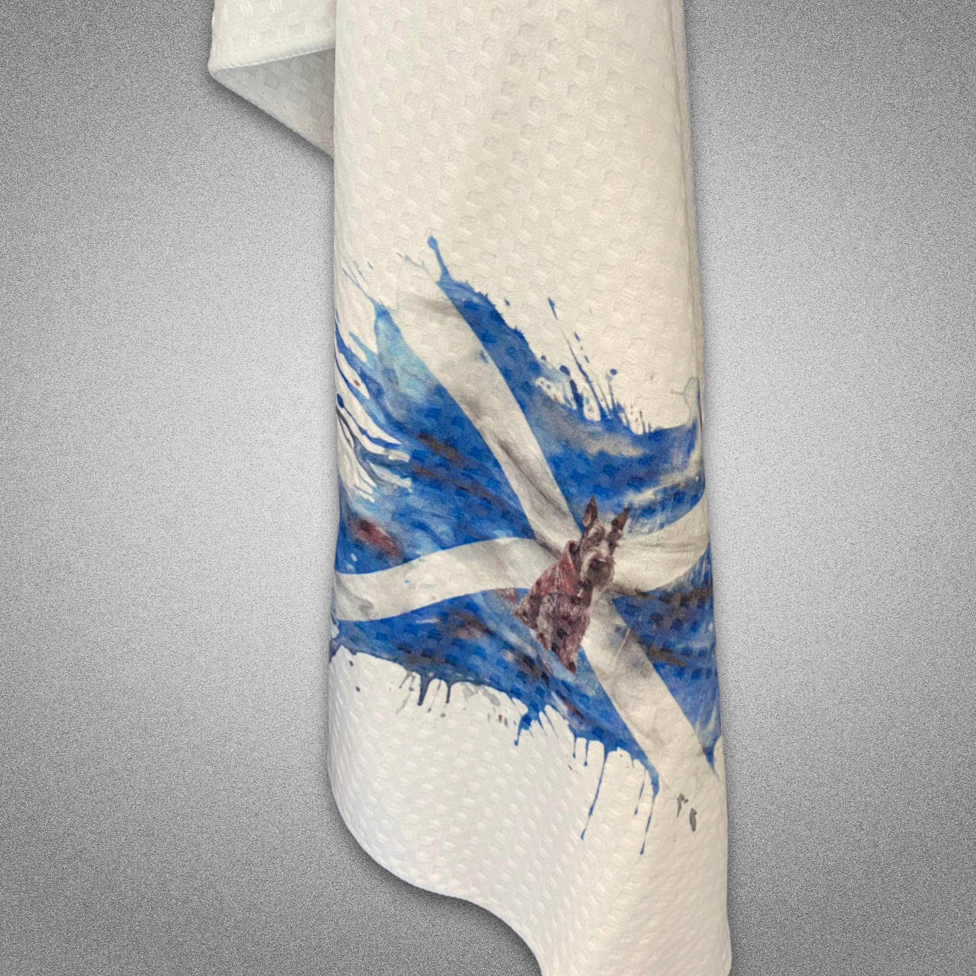 Tea Towel Handmade Design - Scottish Flag with Scottie Dog 15" x 27"