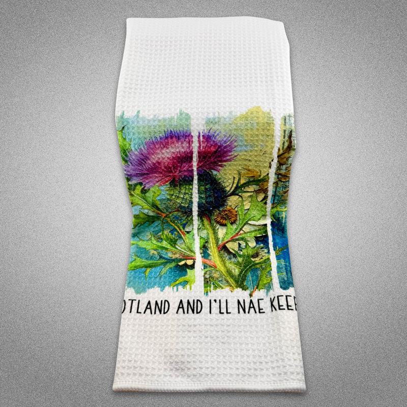 Tea Towel - Custom Made Thistle With Funny Phrase (15x27)