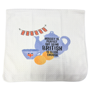 Tea Towel Handmade Design - Teapot, Cup, Biscuits with Nobody is Perfect 15x27