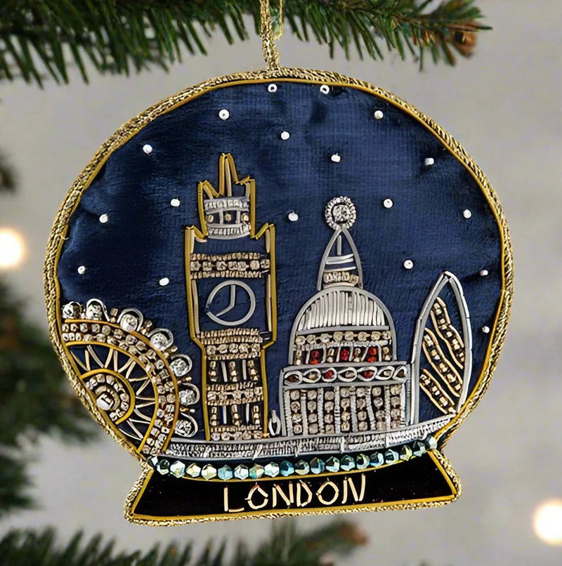 #17 Tinker Tailor Iconic London Snowglobe Christmas Ornament.