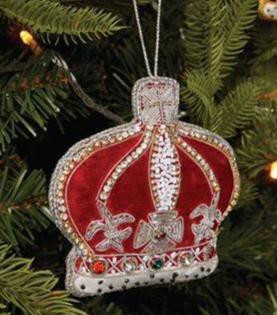 #25 Tinker Tailor Wine Crystal Crown Christmas Ornament.