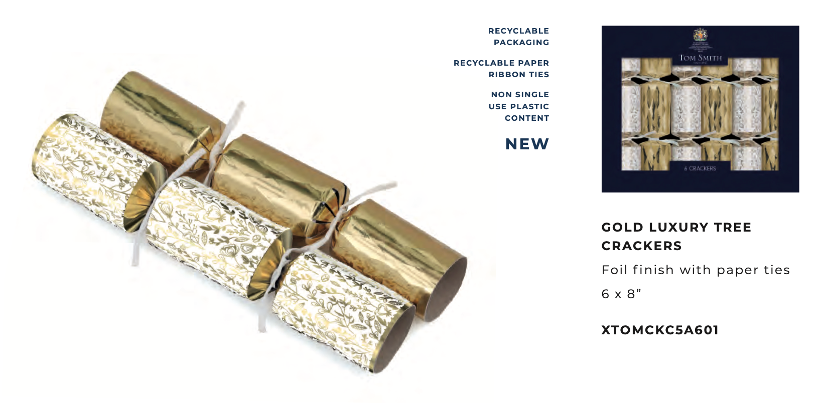Tom Smith Gold Luxury Tree Crackers (6 x 8")
