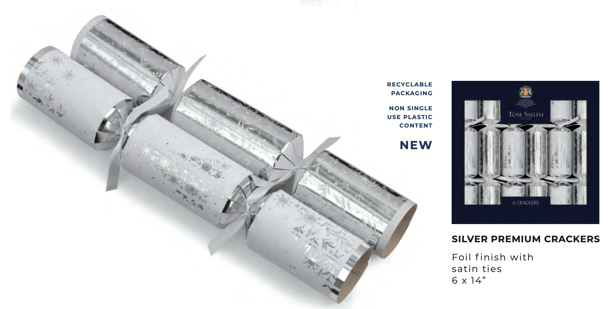 Tom Smith Silver Premium Crackers (6 x 14")