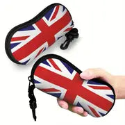 UK Union Jack Flag Glasses Case with Keychain