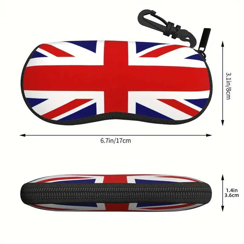 UK Union Jack Flag Glasses Case with Keychain