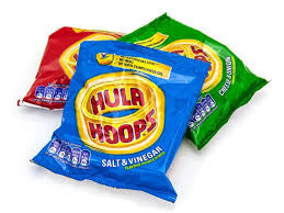 <p><span>KP Hula Hoops Cheese &amp; Onion flavor crisps shaped as potato rings, that fit perfectly on your fingers. Yum!! Hula Hoops are cooked with 100% sunflower oil and are completely free from all artificial flavors, colors and MSG. </span></p> <p><span>Of course, they still taste as great as ever!</span></p> <p><span>Other Flavors include, Cheese &amp; Onion, Salt &amp; Vinegar, Original Ready Salted and BBQ Beef.</span></p>