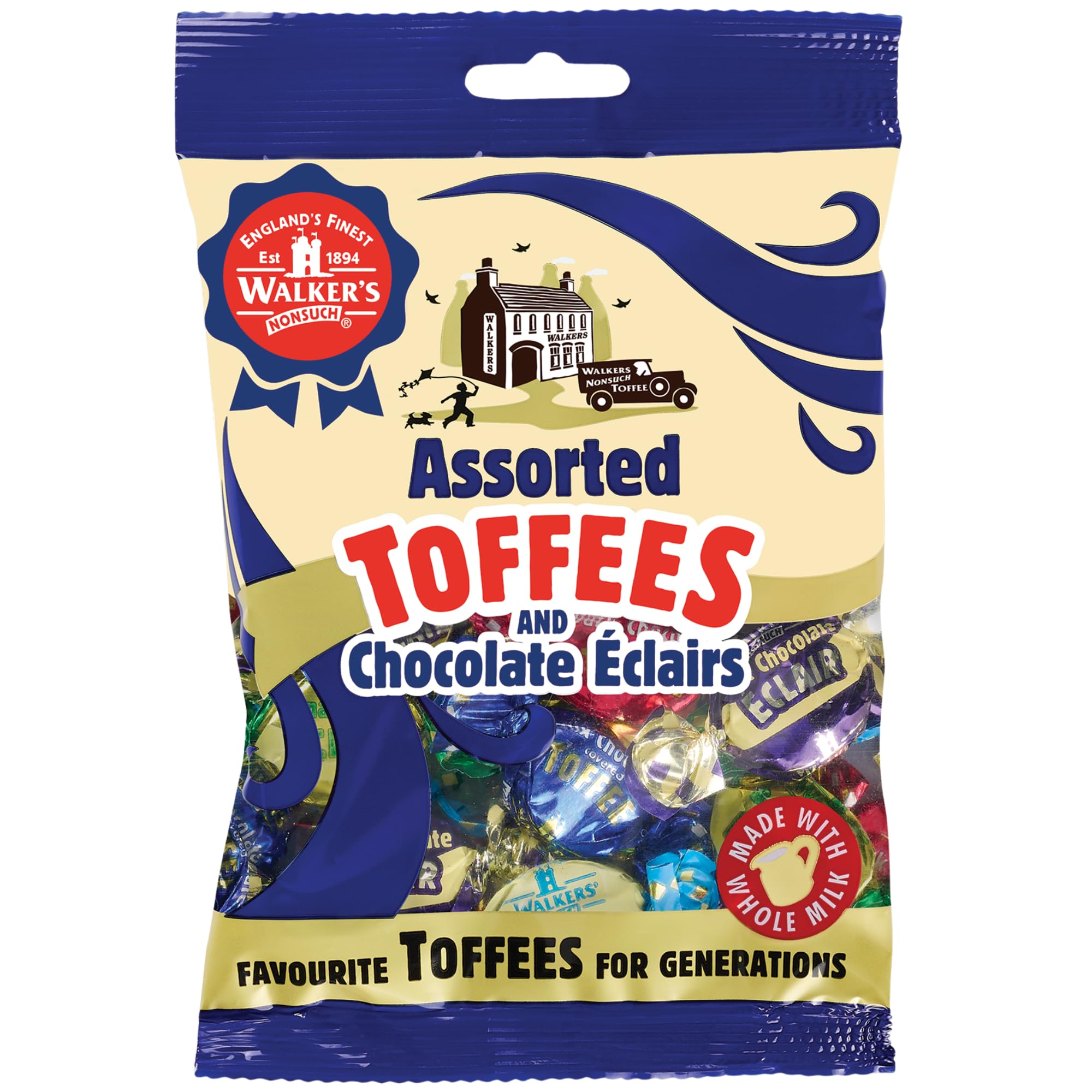 Walker's Nonsuch Assorted Toffees and Chocolate Eclairs Bag 150g
