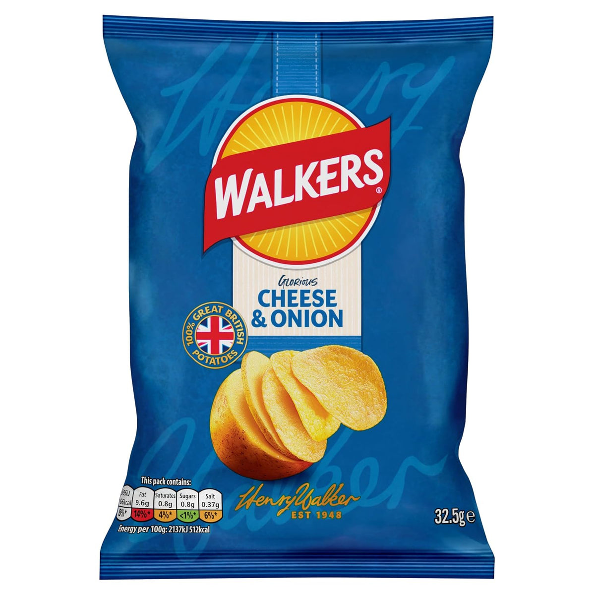 Walkers Cheese & Onion Flavor Crisps 32.5g Bag