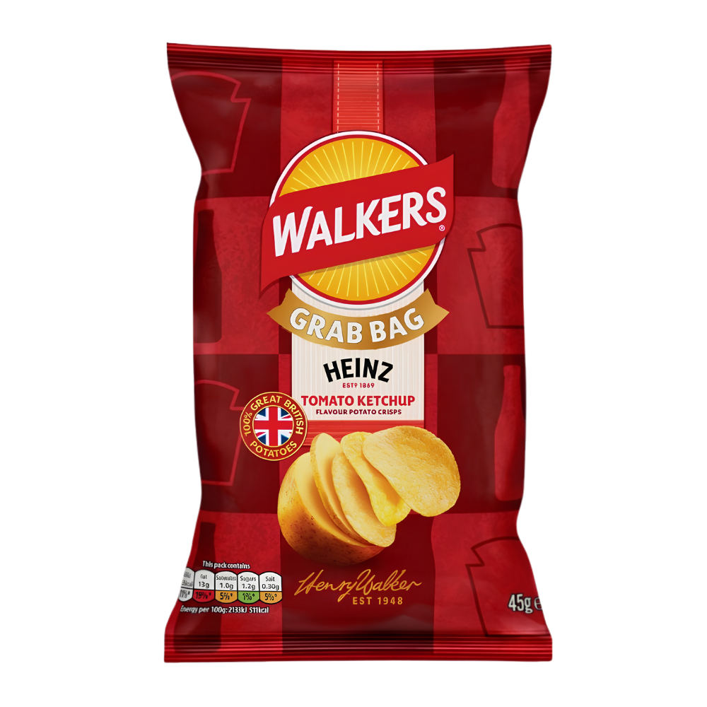 Walkers Tomato Ketchup Crisps Grab Bag 45g