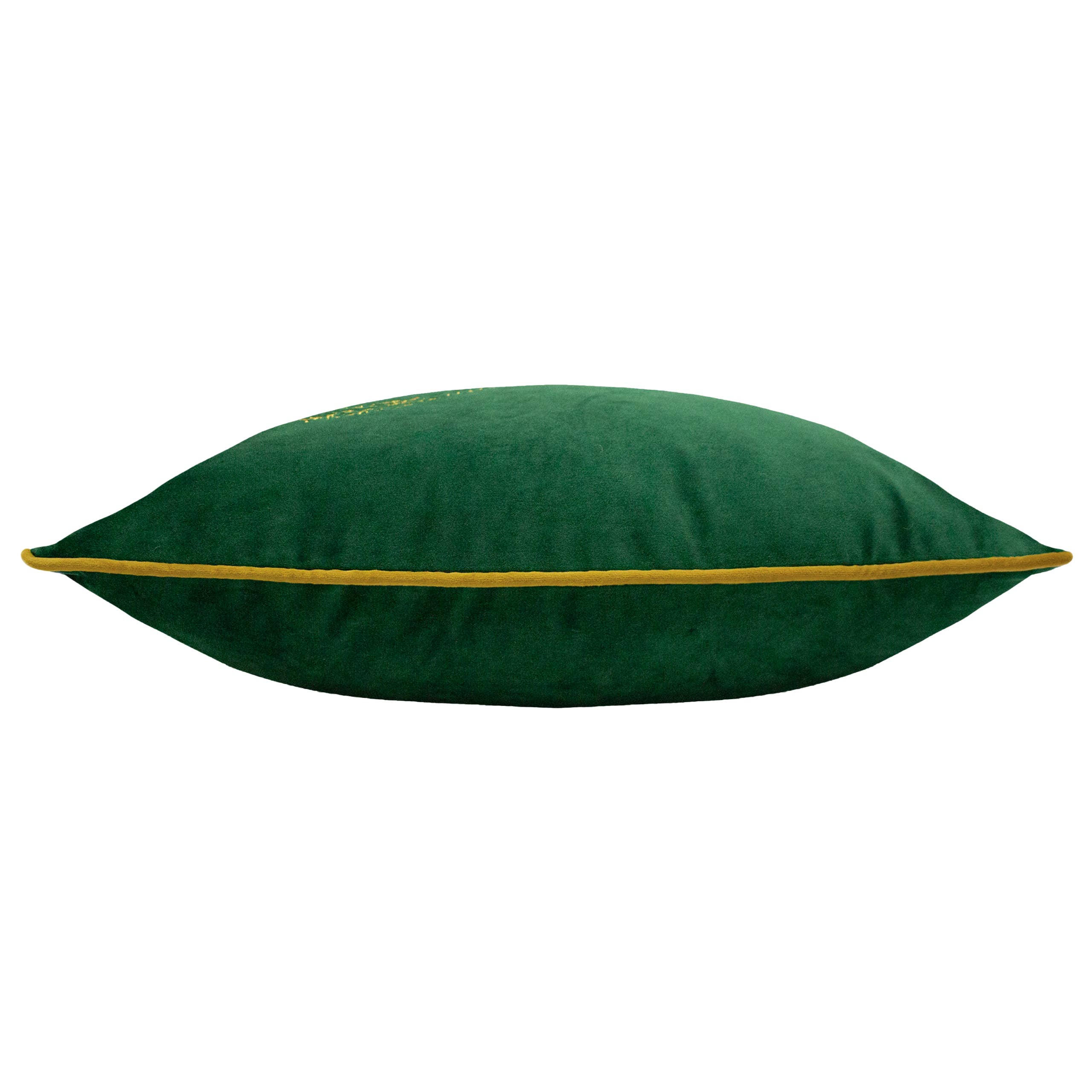 Cushion Cover only - Forest Fauna Stag Velvet Piped Cushion Emerald/Gold: 19.6 x 19.6"