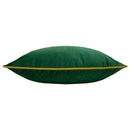 Cushion Cover only - Forest Fauna Stag Velvet Piped Cushion Emerald/Gold: 19.6 x 19.6"