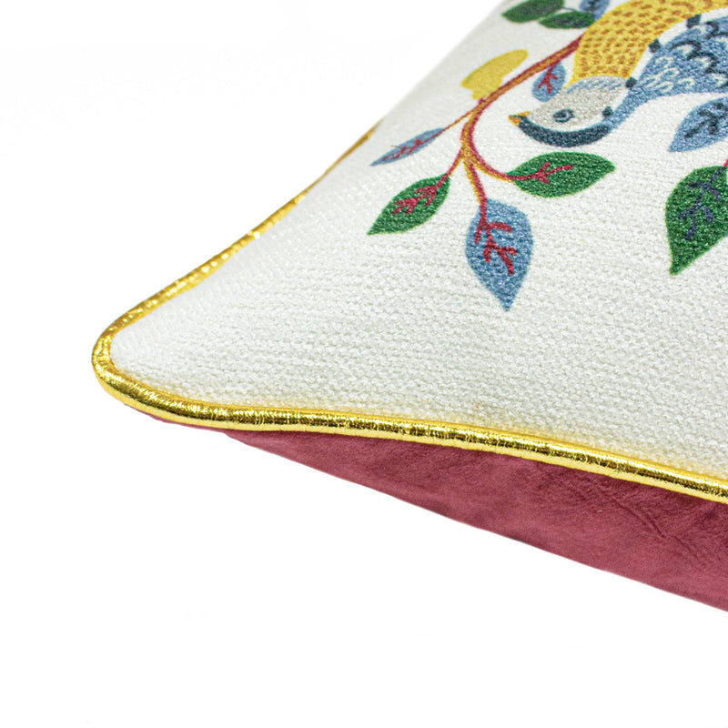 Cushion Cover only - Twelve Days of Christmas Gold Embroidered Cushion 19.6 x 19.6 in