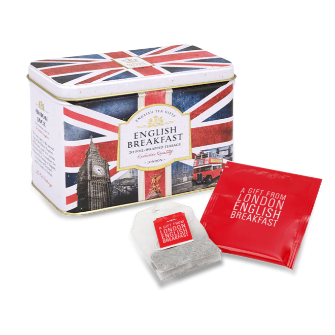 Tea Caddy - Ahmad English Breakfast Union Jack 20 Tea Bags