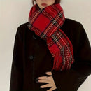 Scotland Red Tartan Tassel Scarf: One Size Fits All