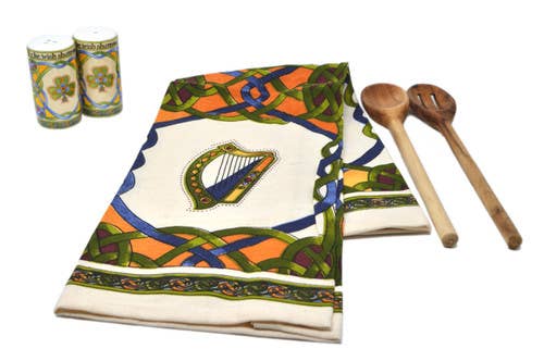 Irish Blessing & Emblems of Ireland Tea Towel Set of 2: Pack of 2
