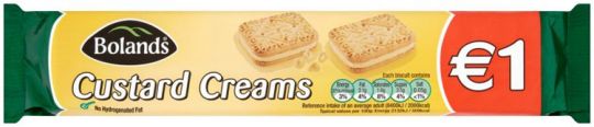 Bolands Custard Creams. Delicious biscuit sandwich with custard cream filling made in Ireland.