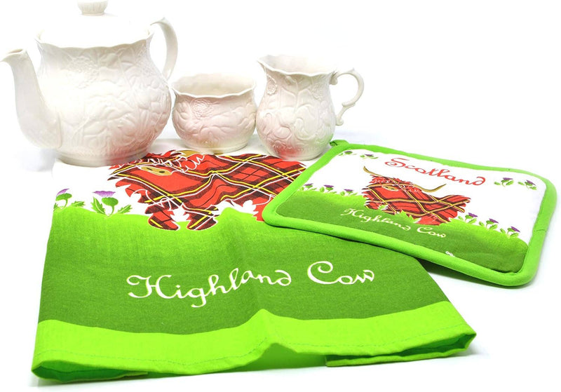 Highland Cow Tea Towel & Pot Holder Set