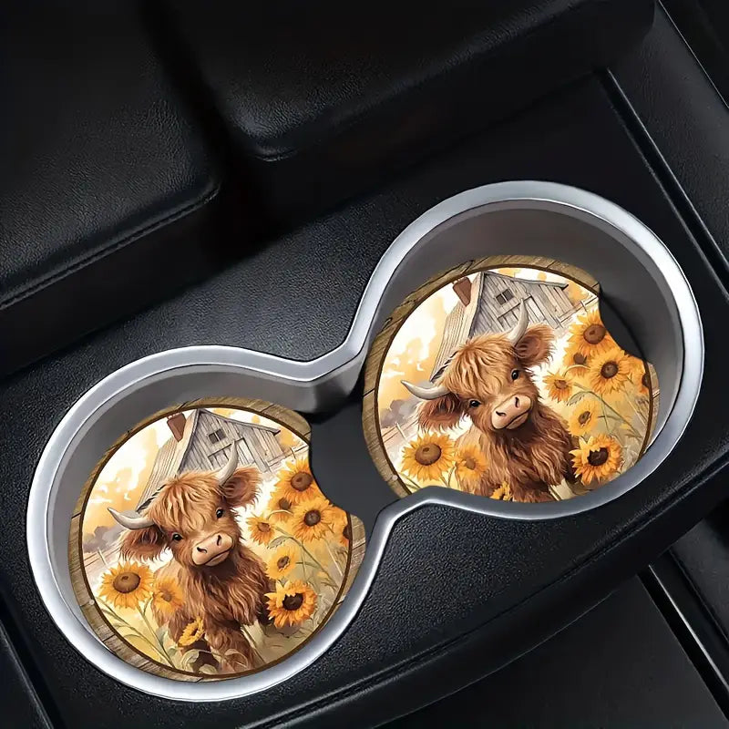 Car Coaster - Scottish Highland Cow Foam Back