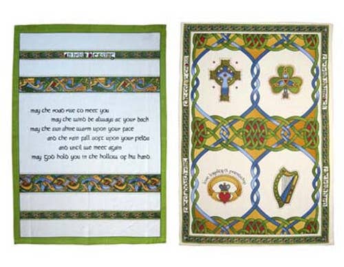 Irish Blessing & Emblems of Ireland Tea Towel