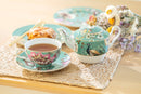Tea For One Set - Peacock Lotus Garden Green Fine Porcelain