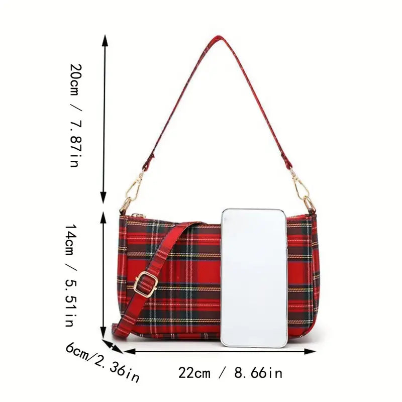 Scotland Plaid Canvas Crossbody Shoulder Bag - Trendy Underarm Purse for Women