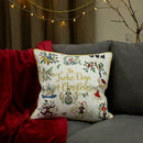 Cushion Cover only - Twelve Days of Christmas Gold Embroidered Cushion 19.6 x 19.6 in