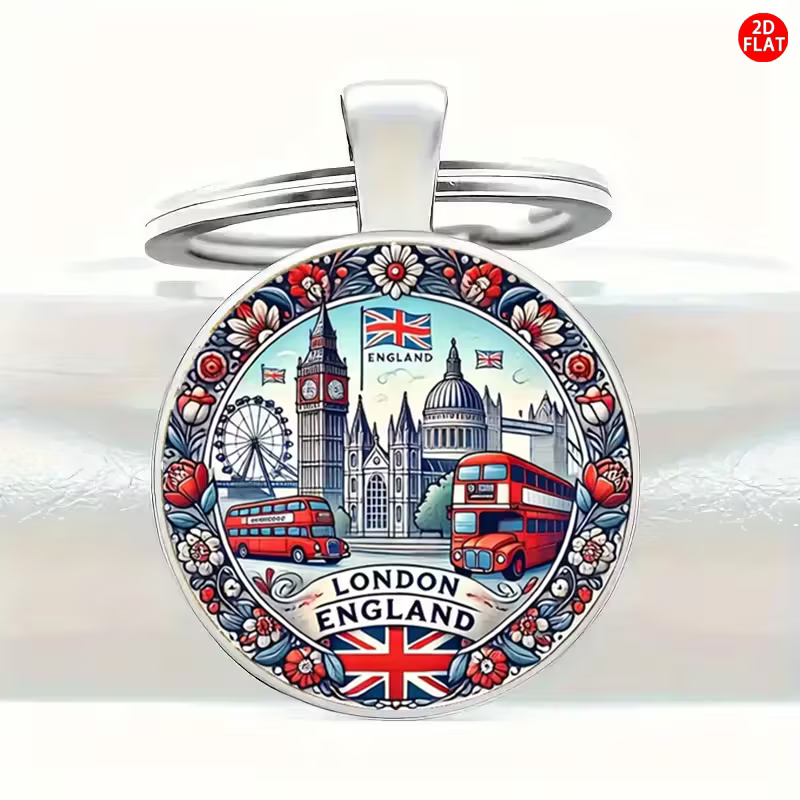 Key Ring. Vintage London, Big Ben & London Eye (Designs vary)