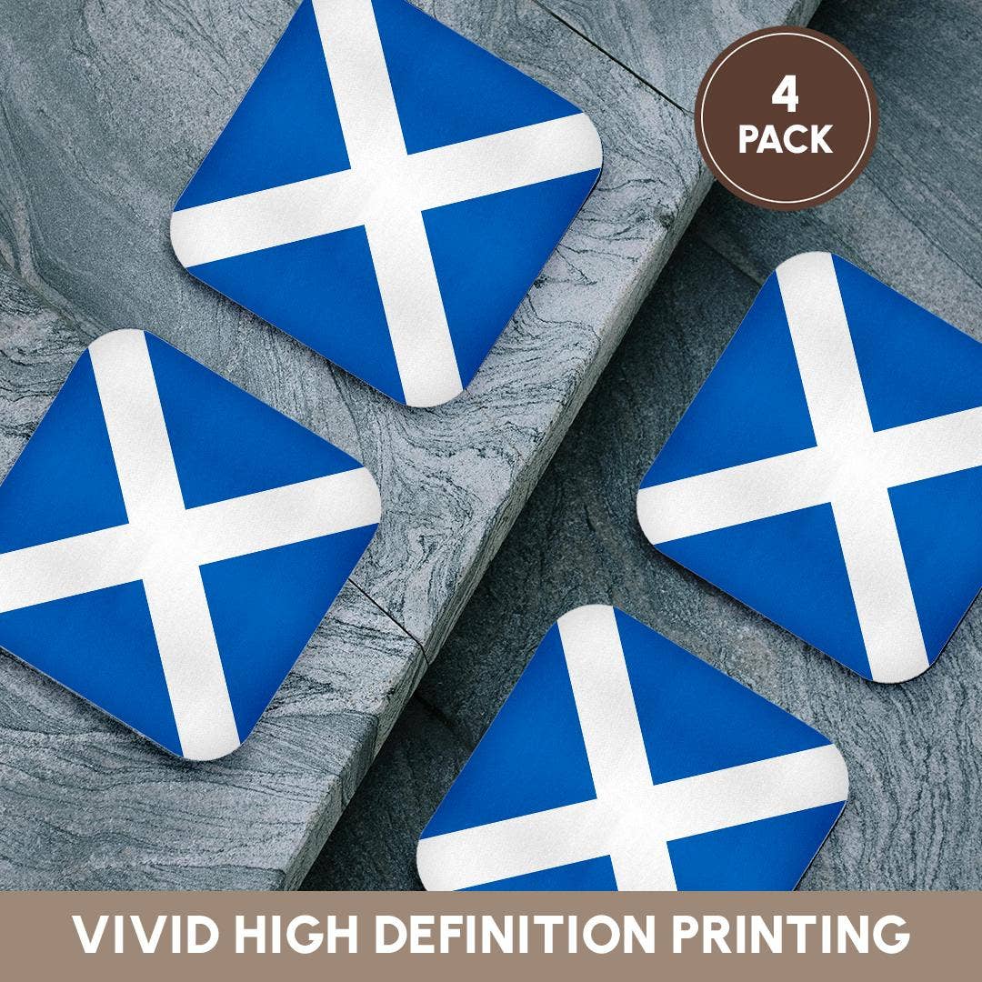 Coasters (soft) - Flag of Scotland - Scottish blue with white Saint Andrews Cross Saltire
