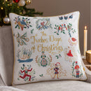 Cushion Cover only - Twelve Days of Christmas Gold Embroidered Cushion 19.6 x 19.6 in