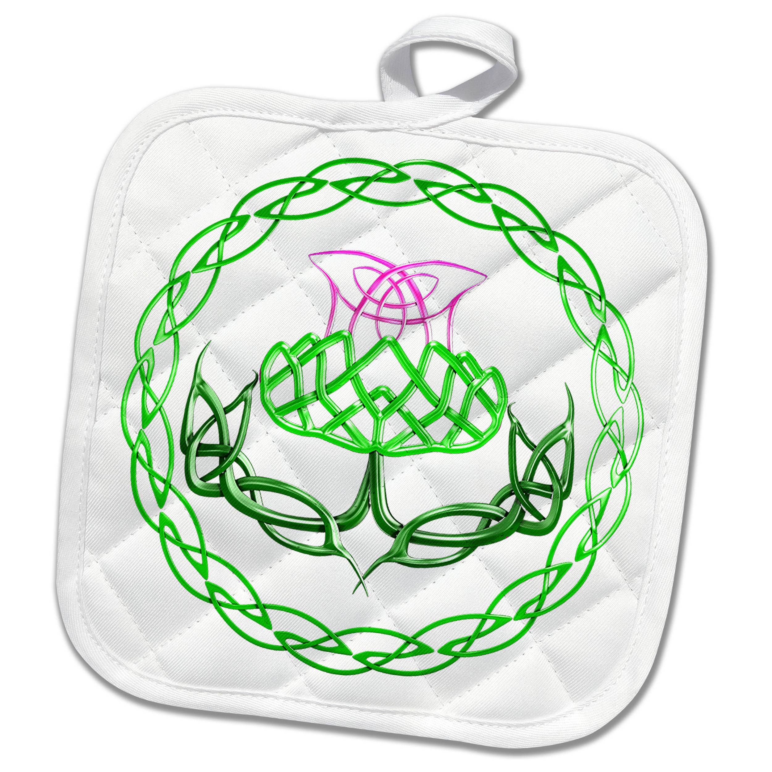 Potholder - Celtic knot design of Scottish Thistle, flower of Scotland Size 8x8"