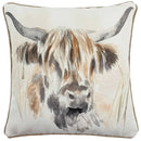 Cushion Cover only - Watercolour Highland Cow Cushion Tan: 16.9 x 16.9 in