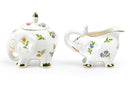 Sugar and Creamer Set - Summer Garden Elephant Fine Porcelain