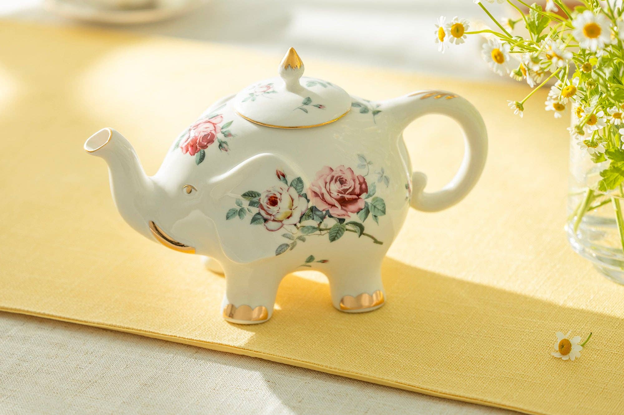 Teapot - Rose Elephant 32oz Fine Porcelain