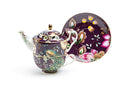 Tea For One Set - Peacock Lotus Garden Plum Fine Porcelain