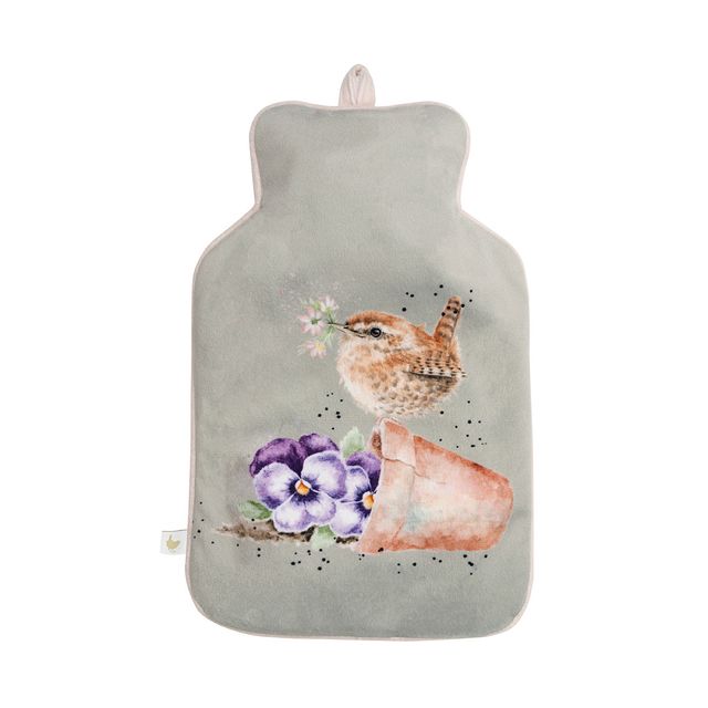 Hot Water Bottle - 'Garden Friends' Wren & Garden Animal