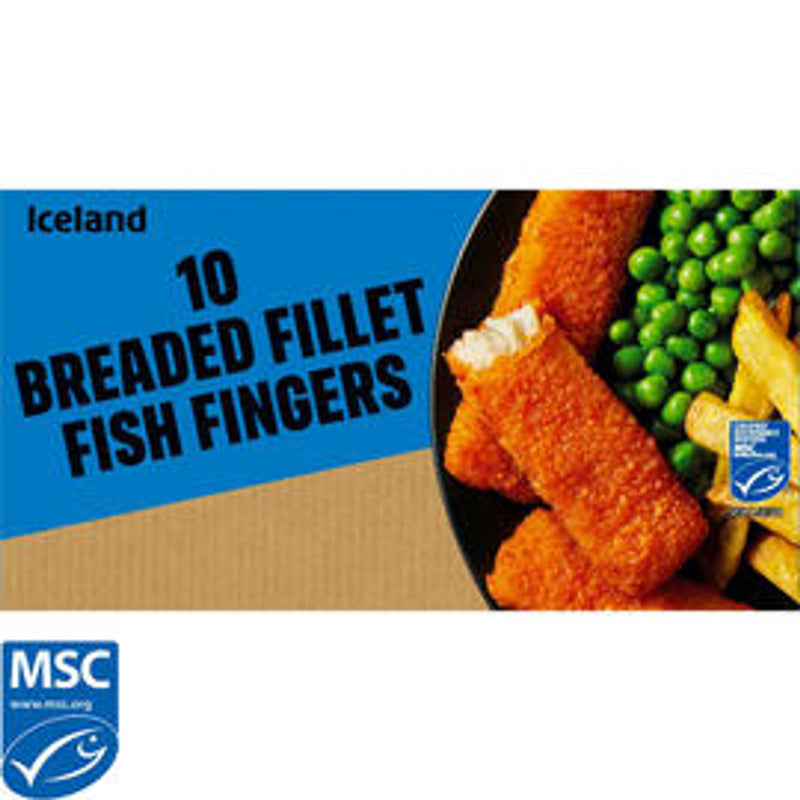 Iceland Breaded Fillet Fish Fingers 10PK 250g (1/2lb Ship Weight)